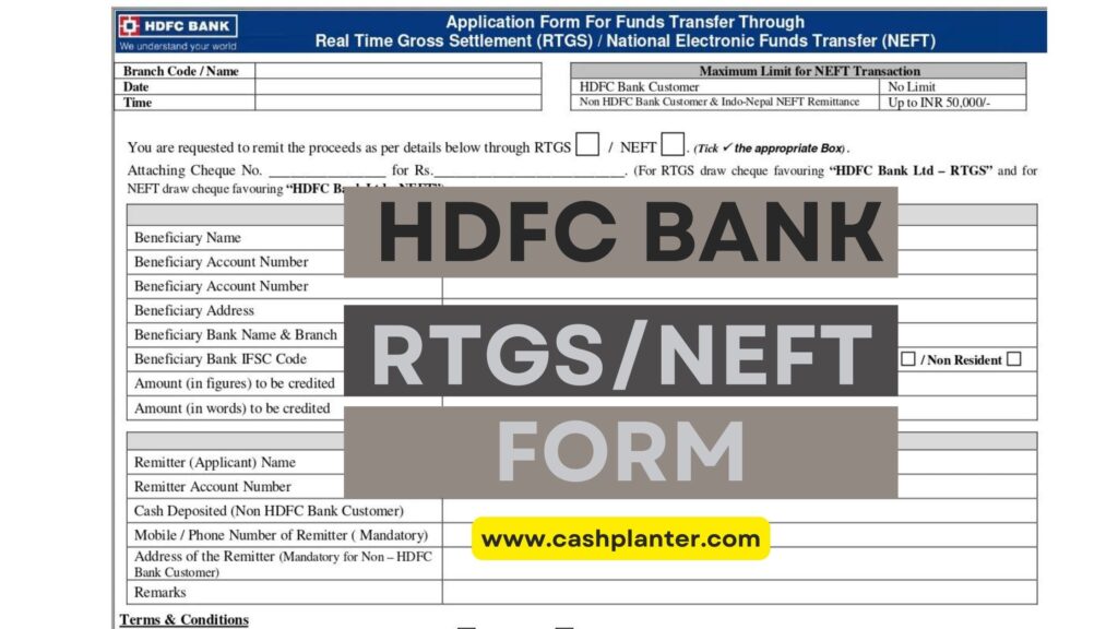HDFC Bank RTGS Form